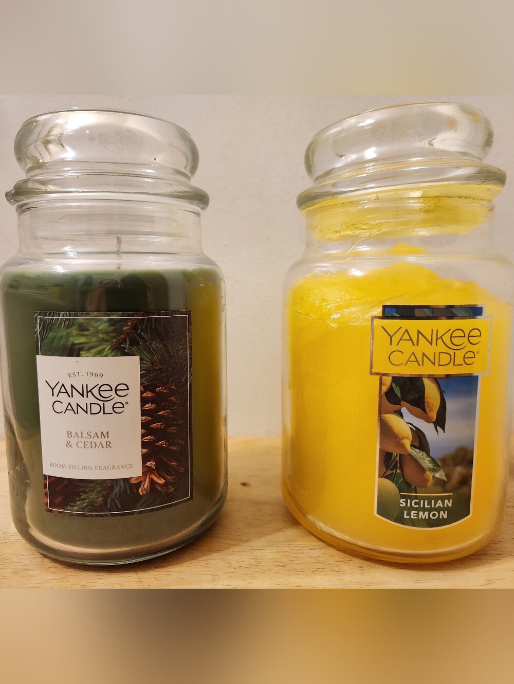 Yankee Candle Bundle Green Balsam & Cedar & Yellow Sicilian Lemon Large Jar 22oz
